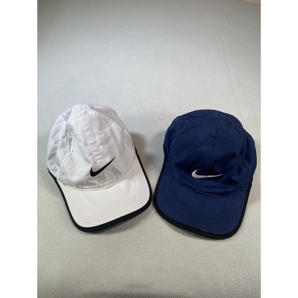 Nike Featherlight Dri-fit Hat Panel Cap Lot Of 2 Blue White - Picture 1 of 6